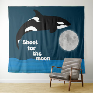 Shoot For The Moon Orca Killer Whale Tapestry