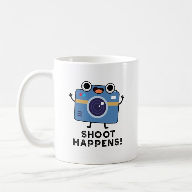 Shoot Happens Funny Camera Pun  Coffee Mug (Left)