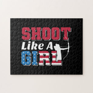Shoot Like a Girl Patriotic Archery Quote Jigsaw Puzzle