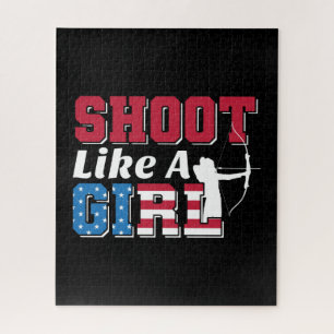Shoot Like a Girl Patriotic Archery Quote Jigsaw Puzzle