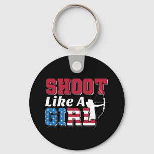 Shoot Like a Girl Patriotic Archery Quote Keychain