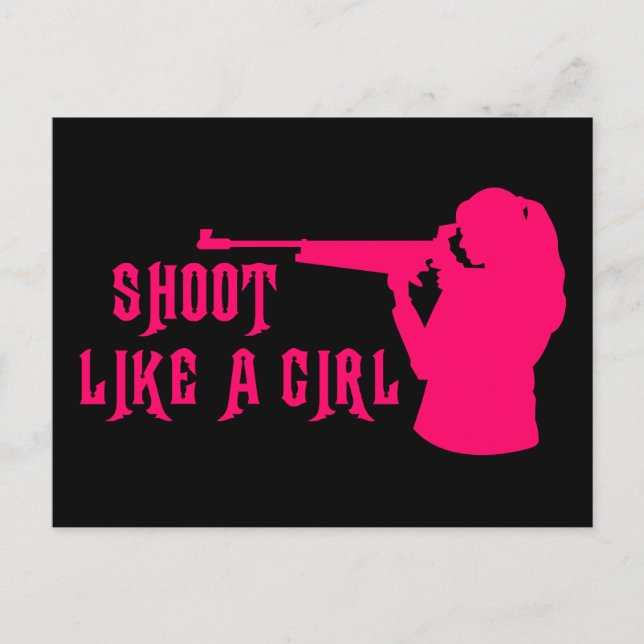 Shoot Like a Girl Pink Postcard (Front)