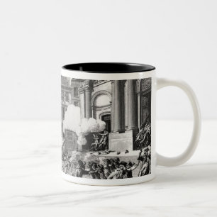 Shoot-out before St. Roch church in Paris Two-Tone Coffee Mug