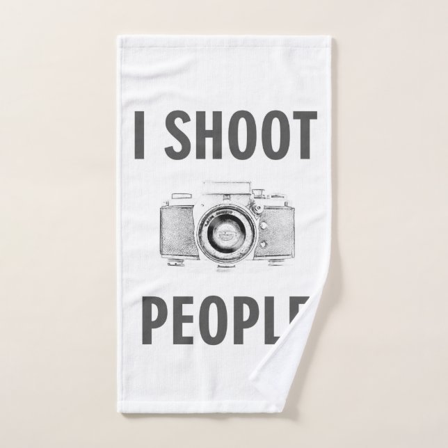 shoot people funny text photo camera photographer hand towel (Hand Towel)