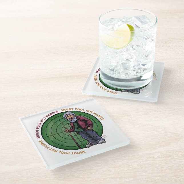 Shoot Pool Not People Please Glass Coaster (Angled)