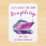 Shoot the Ship Cruise Group Girl's Pink Magnet<br><div class="desc">This design was created though digital art. It may be personalized in the area provide or customizing by choosing the click to customize further option and changing the name, initials or words. You may also change the text colour and style or delete the text for an image only design. Contact...</div>