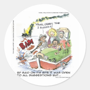 Shootin' At Some BP Crude Funny Gifts Tees Mugs Classic Round Sticker
