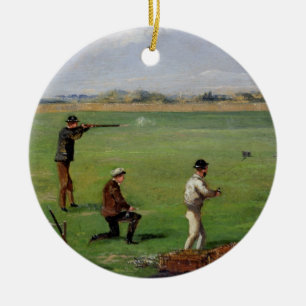 Shooting (oil on paper) ceramic ornament