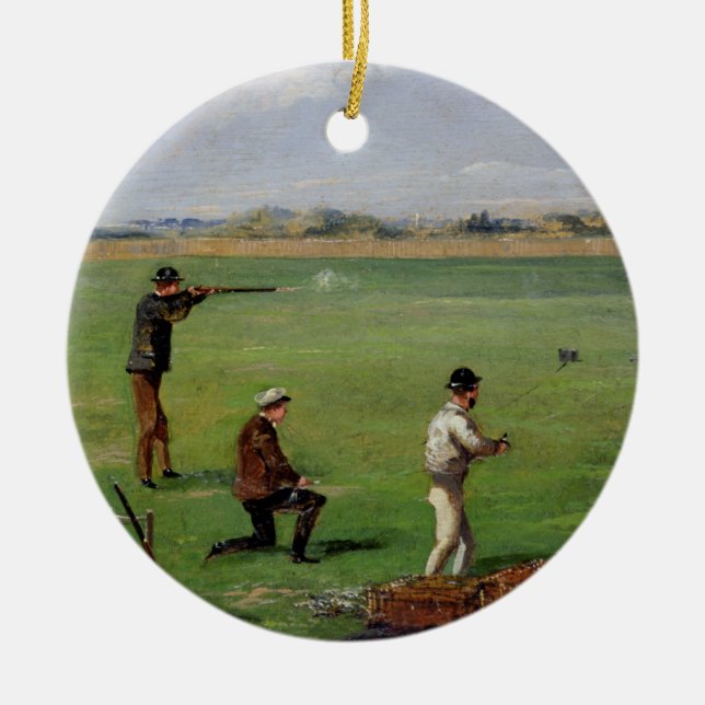 Shooting (oil on paper) ceramic ornament (Front)