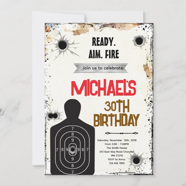 Shooting Range birthday party Invitation (Front)