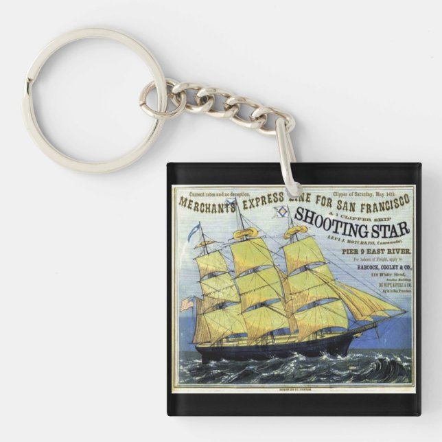 Shooting Star Clipper Sailing  Keychain (Front)