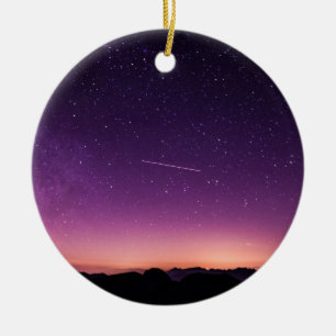 Shooting star in sky ceramic ornament