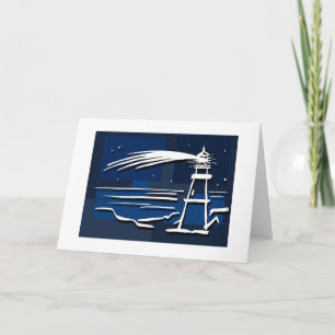 shooting star lighthouse holiday card