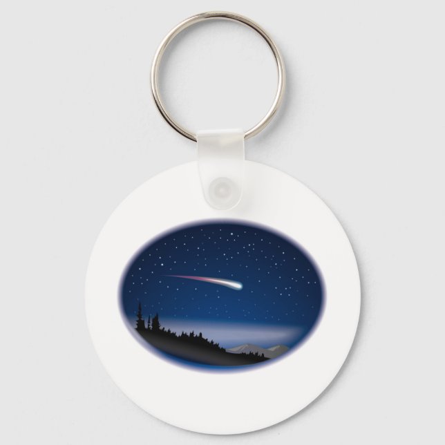 Shooting Star Over Night Landscape Keychain (Front)
