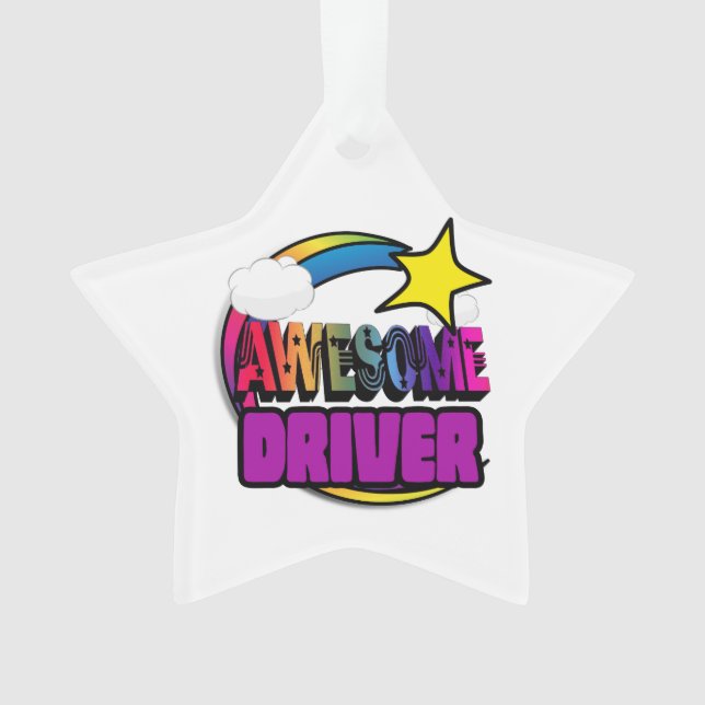 Shooting Star Rainbow Awesome Driver Ornament (Front)