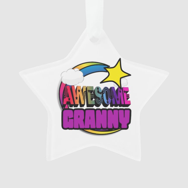 Shooting Star Rainbow Awesome Granny Ornament (Front)