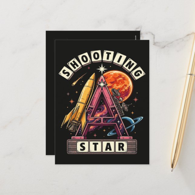 Shooting Star Space Holiday Postcard (Front/Back In Situ)