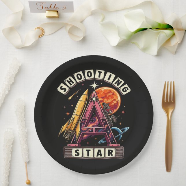 Shooting Star Space Paper Plate (Wedding)