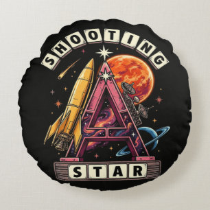 Shooting Star Space Round Pillow