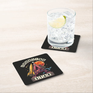 Shooting Star Space Square Paper Coaster