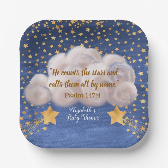 Shooting Star Twin Baby Shower  Paper Plate (Front)