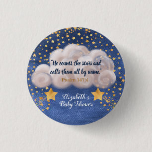 Shooting Star Twin Religious Baby Shower  1 Inch Round Button