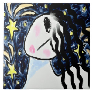 Shooting Stars Abstract Digital Painting Tile