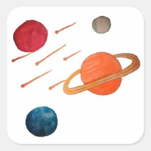 Shooting stars in space square sticker