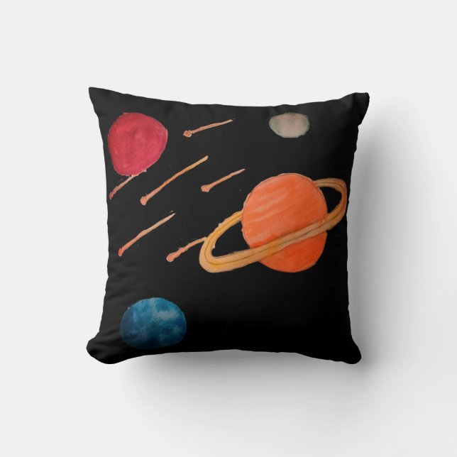 Shooting stars in space throw pillow (Front)