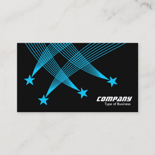 Shooting Stars - Light Blue on Black Business Card (Front)