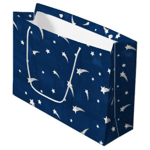 Shooting Stars Navy Blue Watercolor Large Gift Bag