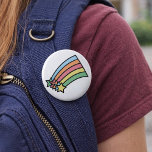 Shooting Stars Rainbow Button<br><div class="desc">Beautiful pastel coloured shooting stars with their tails forming a rainbow on a pin button</div>