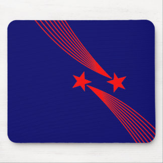 Shooting Stars - Red on Dark Blue 000066 Mouse Pad