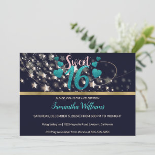 Shooting Stars Sweet 16 Invitation