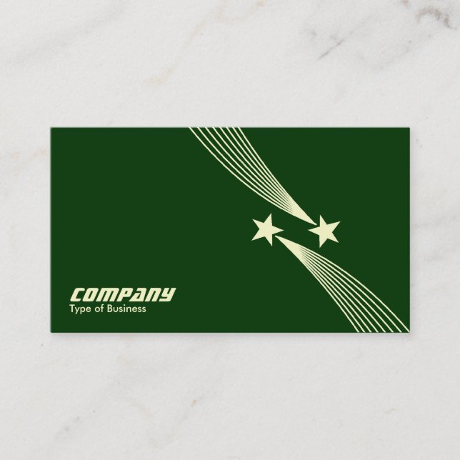 Shooting Stars v2 - Cream on Dark Green 003300 Business Card (Front)