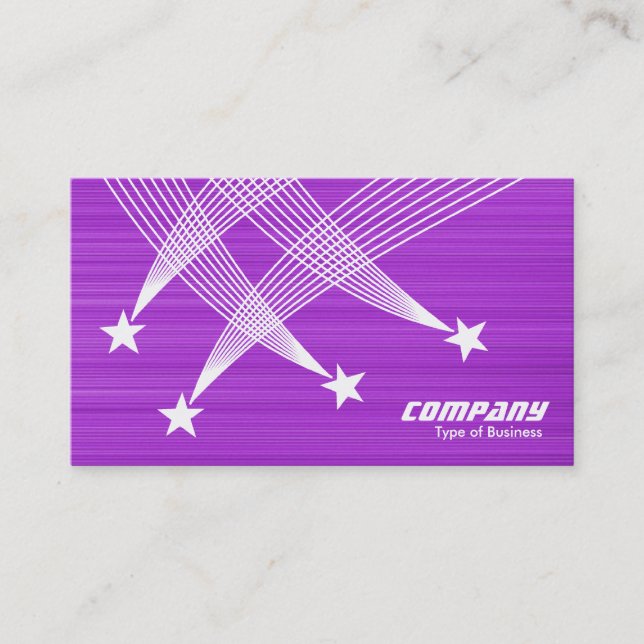 Shooting Stars - White on Brushed Purple Business Card (Front)