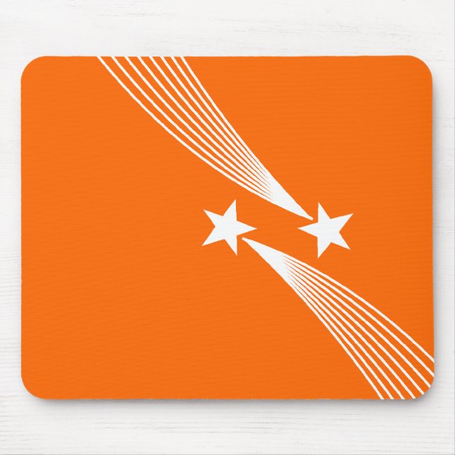 Shooting Stars - White on Orange FF6600 Mouse Pad (Front)