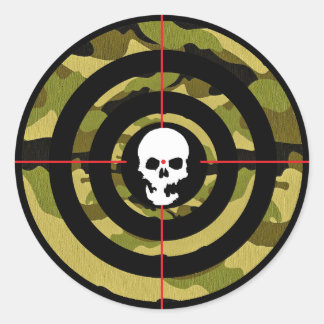 Shooting Target Tactical Camouflage Skull Bullseye Classic Round Sticker