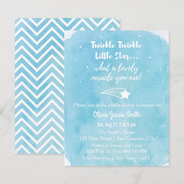Shooting Twinkle Twinkle Little Star Baby Shower Invitation (Front/Back)