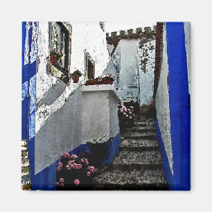 Shop and Steps in Obidos Portugal Magnet
