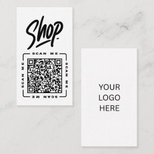 Shop Customizable QR code & Logo Template Black Business Card