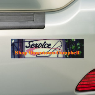 Shop Downtown Campbell Vintage Sign   Bumper Stick Sticker