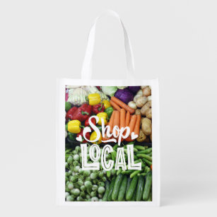 Shop Local Farm Fresh Vegetables  Reusable Grocery Bag