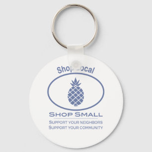 Shop Local, Shop Small blue pineapple Keychain
