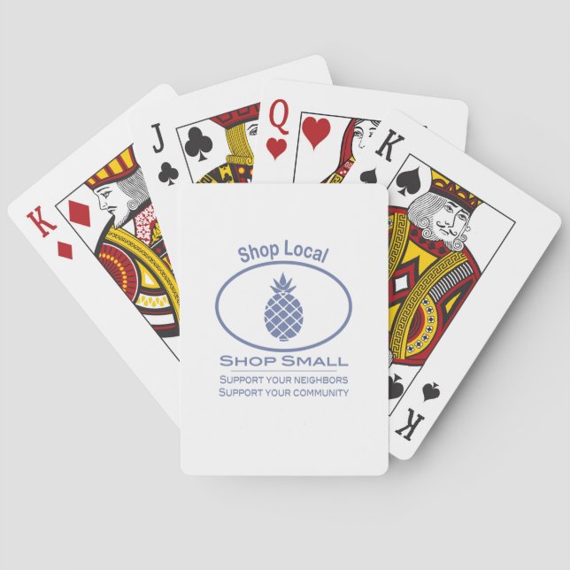 Shop Local, Shop Small blue pineapple Playing Cards (Back)