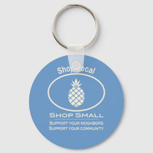 Shop Local, Shop Small cream pineapple Keychain