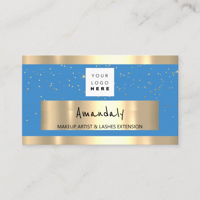  Shop QR CODE Logo Light Blue And Stars Business Card (Front)
