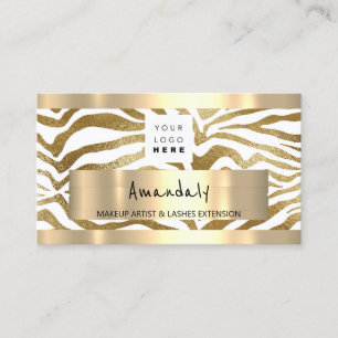  Shop QR CODE Logo Metallic Gold,White Business Card