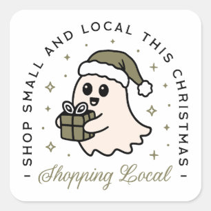 Shop small and local this Christmas green Square Sticker