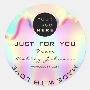 Shop  Thank Logo Holographi Made With Love Vip Classic Round Sticker